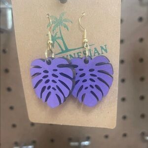 Purple Leaf Earrings